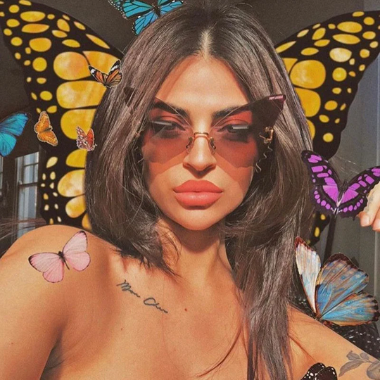 Butterfly Sunglasses/Ladies Sunglasses/Personality Sunglasses/Big Sunglasses/Frameless Trimmed Sunglasses/Fashion Glasses