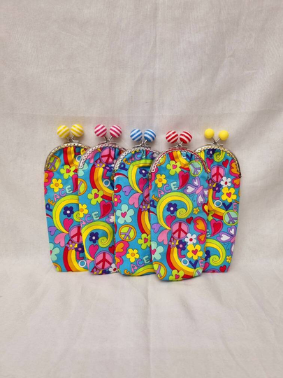 Peace & Love Glasses Case/Kiss Clasp Lock Sunglasses Case/Reading Case/Eye Wear Case/Pencil Pouch