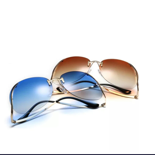 Gold/Clear Oversize Rimless Bend Leg Sunglasses