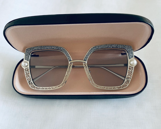 Oversized Sunglasses, Retro Sunglasses, Women Designer Vintage Style Sparkly Metal Frame & Butterfly Sunglasses