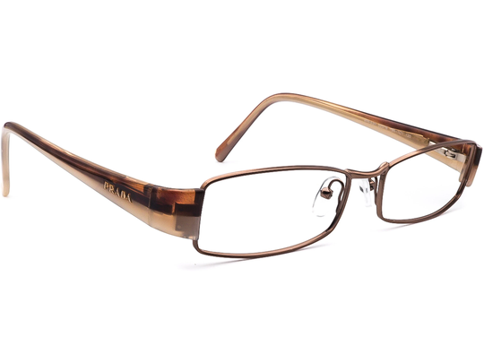 Prada Eyeglasses Vpr 53H 766-101 Brown Rectangular Frame Italy 52[]16 135