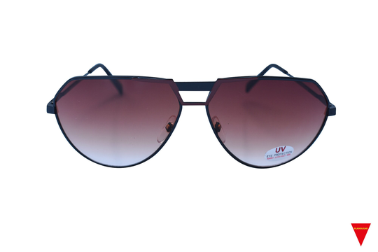 70's Flat Top Aviator Sunglasses Black Metal Frame With Cr 39 Vintage Lenses
