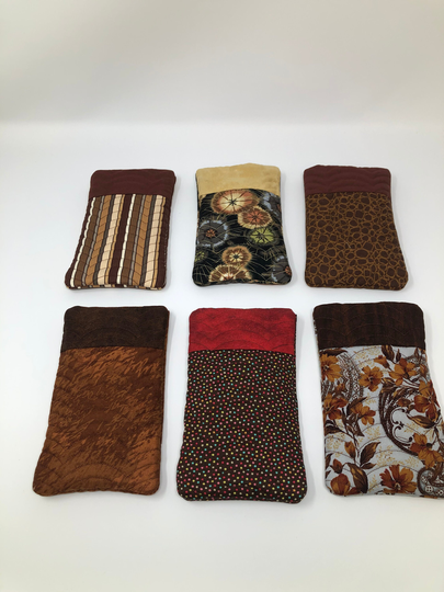 Eye Glass Case, Sun Brown Prints, Quilted & Padded