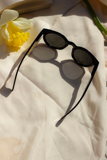 Gloss Black Chunky Round Sunglasses
