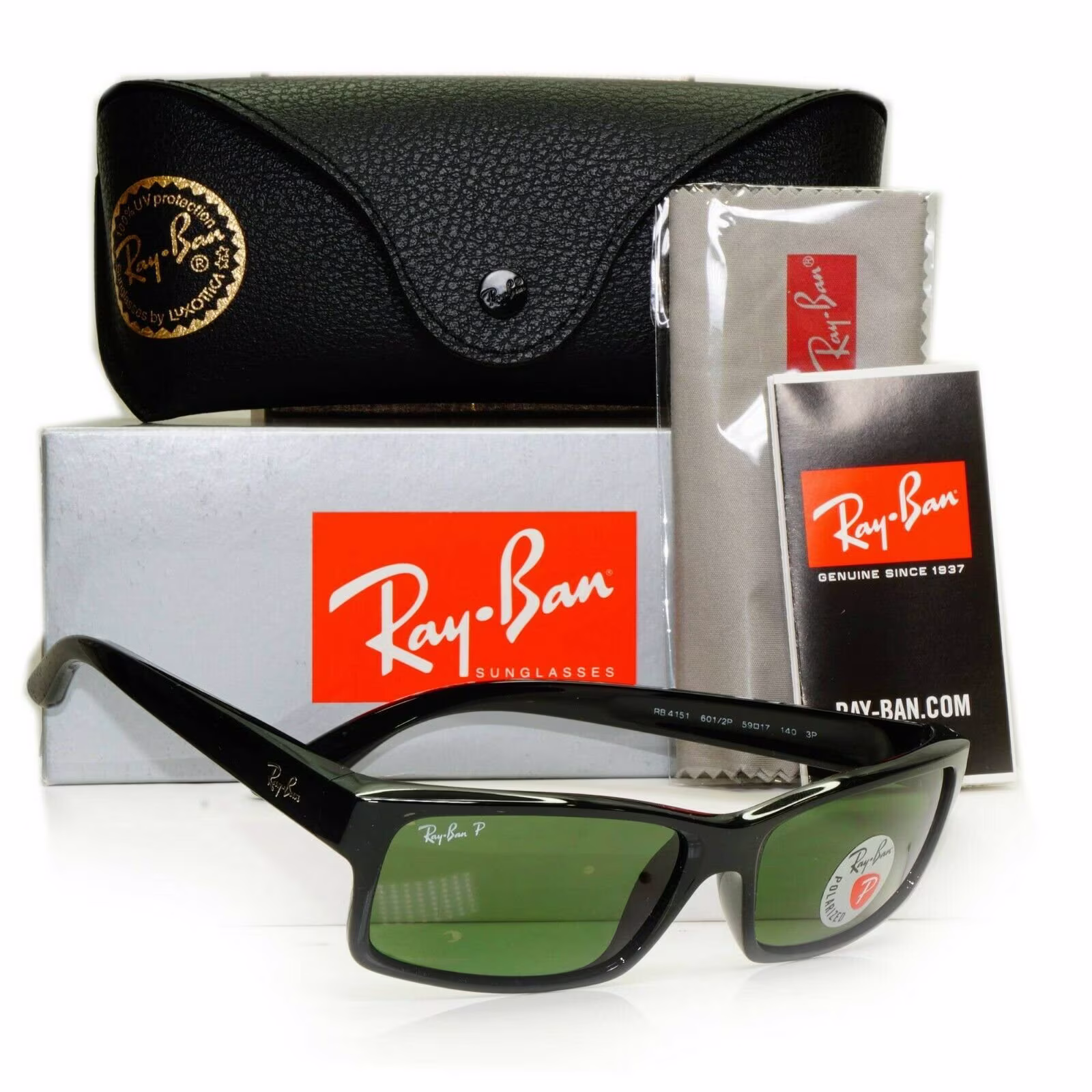 Authentic Ray-Ban Mens Polarized Sunglasses Black Rb 4151 601/2P 26587