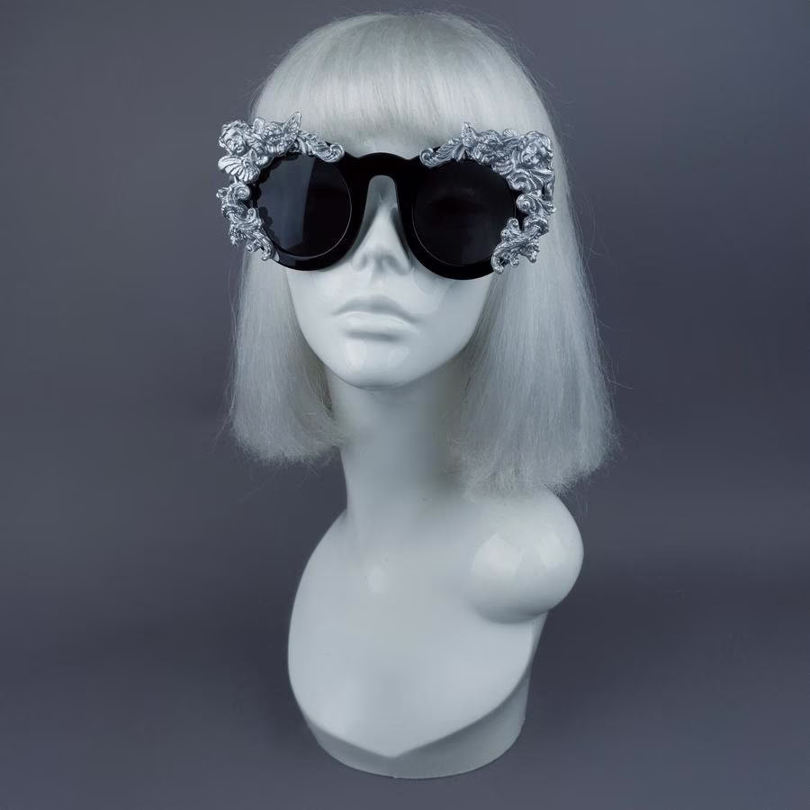 Black & Silver Filigree Ornate Sunglasses "Khalida