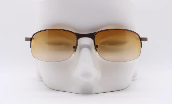 Y2K Vintage Rectangular Sunglasses. Metal Half Frame With Radiant Amber Lenses. Bnwt. 2000's Nos. 90S