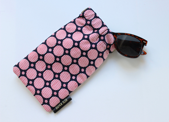 Retro 60S/70S Geometric Style Cotton Sunglasses Pouch. Funky, Abstract Padded Glasses Case. Slow Fashion Gift/ Accessory