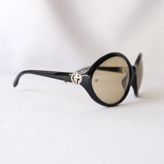 Giorgio Armani Authentic Y2K Deadstock Round Oversize Black Women's Sunglasses Ga 398/S 584/Bn