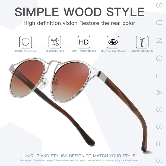 Ebony Slim Round Sunglasses With Wooden Arm Prescription Glasses Groomsmen Proposal Eye Frames