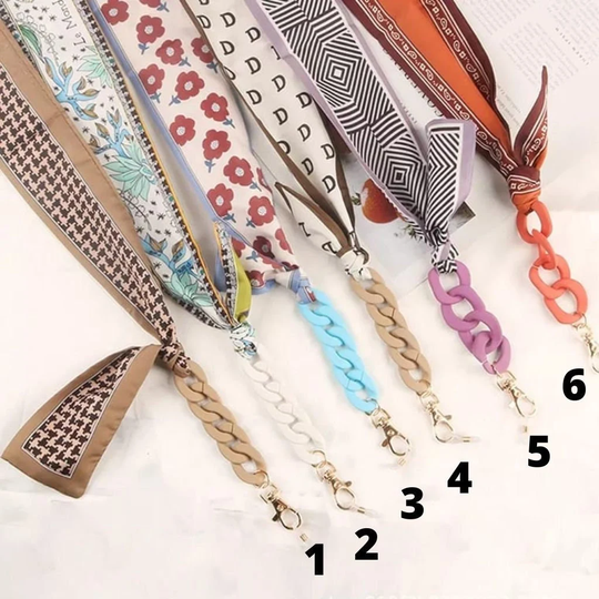 Multicolour Scarf Mask & Sunglass Chain Holder, Summer Reading Eyeglass Lanyard, Printed Glasses Detachable Hair For Her