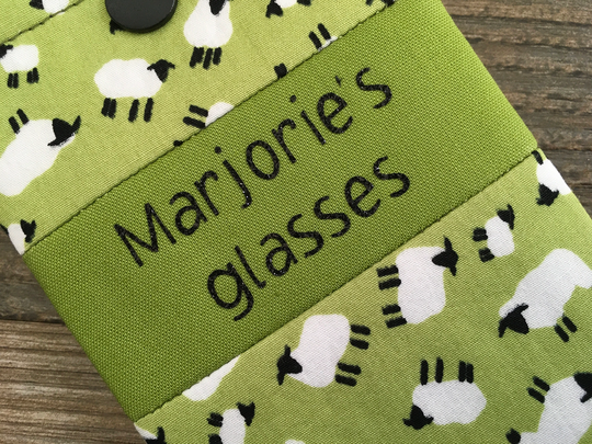 Personalised Sheep Glasses Case Handmade Animal Print Fabric Snap Pouch With Free Delivery