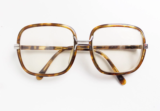1960S-70S Square Shaped Japanese Plastic Frames With Prescription Lenses That Can Be Removed/Brown Tortoiseshell Style Eyewear
