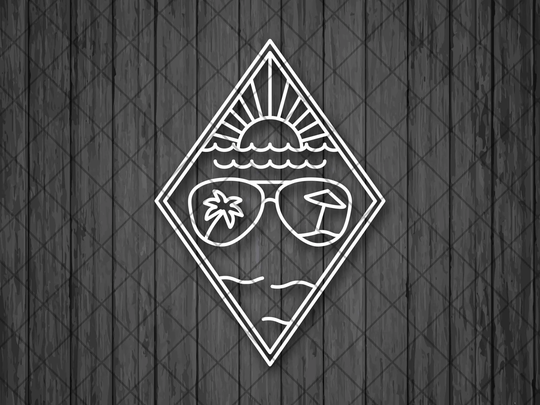 Sunglasses Beach Line Drawing Vinyl Decal Sticker, Summer Car Decal, Truck Water Bottle Laptop