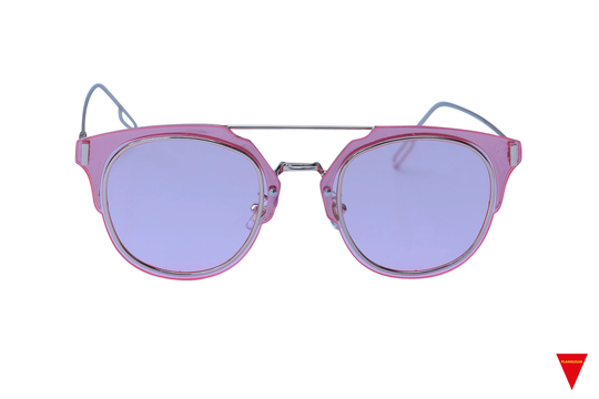 Fancy Pink Square Aviator Sunglasses Gold Metal Frame With Lenses