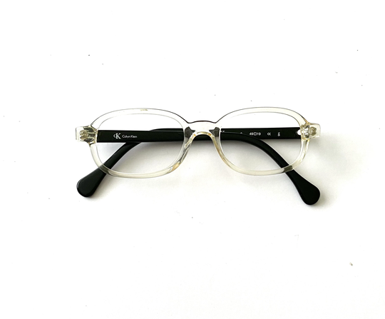 Womens Vintage Clear Y2K Retro Calvin Klein 4001 Oval Sunglasses Glasses 49-19-145