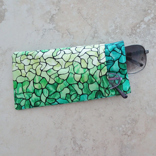 Double Pocket Eyeglasses Case - Sunglasses & Reader Glass Stained Fabric Eye Wear For 2