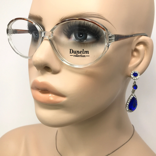 Vintage Dunelm Pru C-1 Eyeglasses Glasses Frame Clear Brown Square Used Eyeglass Frames Retro
