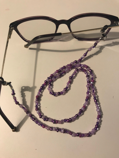 Lavender Purple Beads, Eyeglass Holder Chains, 28 Inches Mask