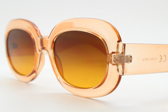 Y2K Vintage Oversized Round Sunglasses. Thick Orange 60S Design Psychedelic Mod Frame With Amber Brown Lenses. Oval. 2000S Nos