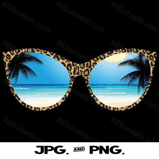 Leopard Skin Sunglasses Beach Ocean Png & Jpg File Types Clipart Female Glasses Animal Print Commercial Use On Demand Graphics