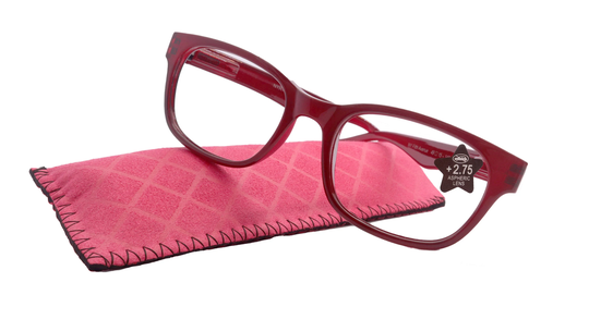 Rita, Premium Reading Glasses High End Glass +1.50 To +6 Magnifying Eyeglasses | Square | Red Optical Frames