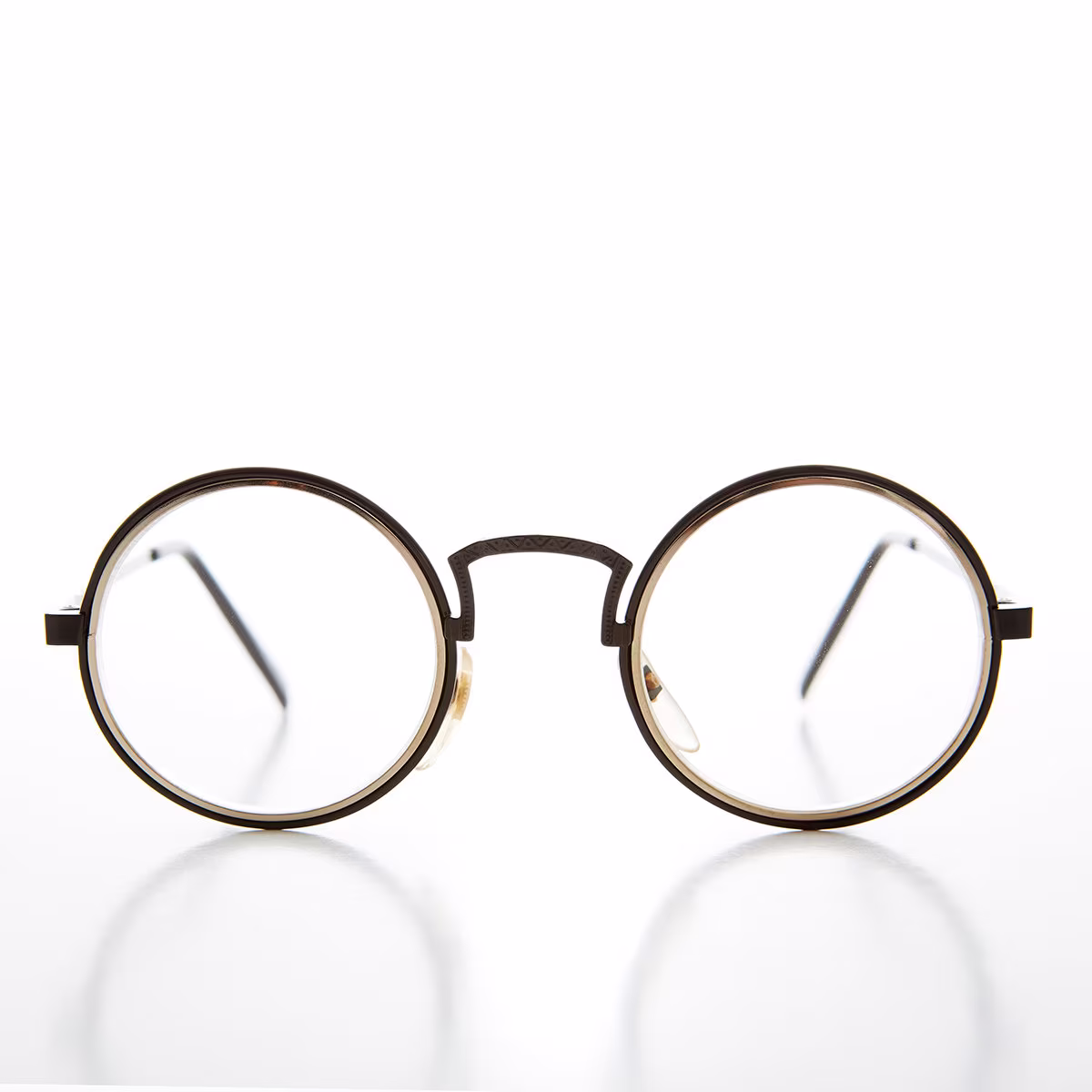 Round Circle Clear Lens Pretend Eyeglasses - Oreo