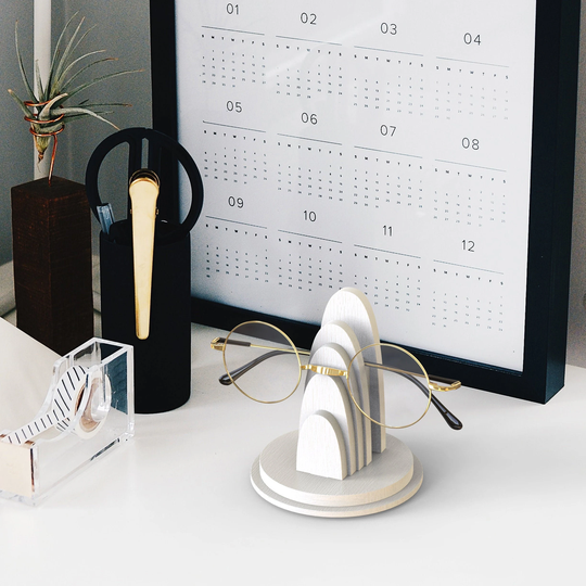 White Glasses Holder, Eye Stand, Sunglasses Desk Organizer, Office Accessory