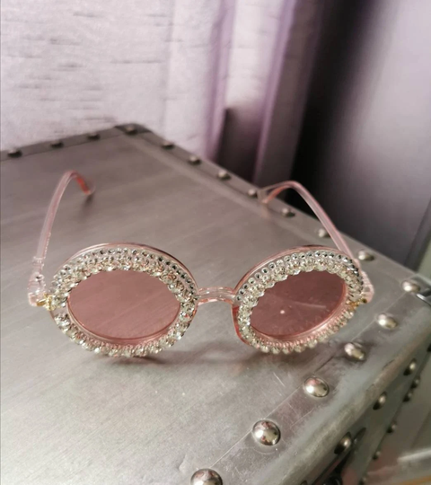 Pink Sunglasses With Diamante Trim. Bling