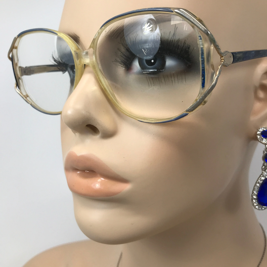 Vintage Ladies Eyeglasses Glasses Frame Blue Clear Square Used Eyeglass Frames Retro