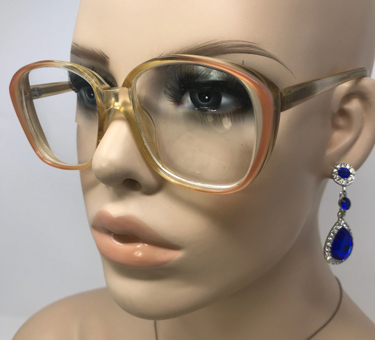 Vintage Ladies Eyeglasses Glasses Frame Orange Yellow Square Thick Used Eyeglass Frames Retro