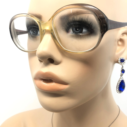 70S Vintage Rounded Eyeglasses Ladies Glasses Frame Clear Horn Rimmed Used Eyeglass Frames Retro