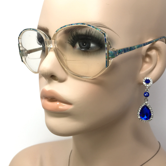 Vintage Royal Boutique Eyeglasses Glasses Frame Blue Clear Square Used Eyeglass Frames Retro