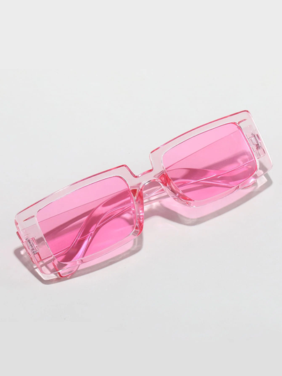 Clear White Frame Light Blue Lens Rectangle Inspired Fashion Glasses | Square Sunglasses, Pink, Blue, Tinted Lenses, Clear