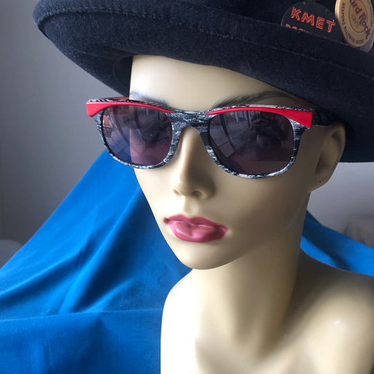 Vintage 80S Red, Black, White Sunglasses, The Beat, Rayban Style, 50S Flashback Glasses, Plastic Frames, Eyewear, Fashion Clothing Accessory