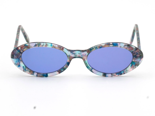 Oval Flat Sunglasses, Vintage, Mini, Women, Purple Lenses, 1980's, Made in Italy, Never Used, New Old Stock, 20Th Century Sunglasses