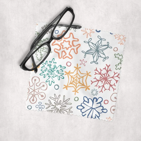 Christmas Snowflakes - Microfiber Lens Cleaning Cloth For Eyeglasses, Cameras, Smartphones & All Screens