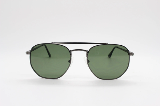 90S Vintage Modified Aviator Sunglasses, 6 Sided Soft Angled Metal Frame in Gunmetal With Double Bridge. Unused Small Aviators Bnwt