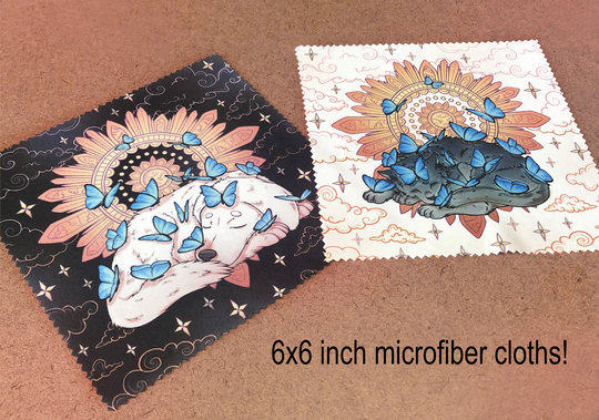 Single Sided Microfiber Eyeglass Cloths/Dog & Cat Design 6x6 Inches