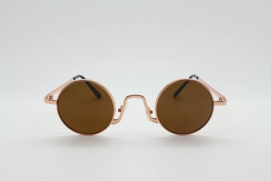 90S Vintage Small Oval Sunglasses. Imposing Minimal Gold Victorian Style Frame With Havana Brown Lenses. Steampunk. Unused Bnwt