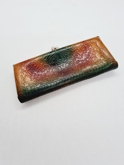 Russian Vintage Glasses Case Made Of Tooled Leather in Ussr 1980S