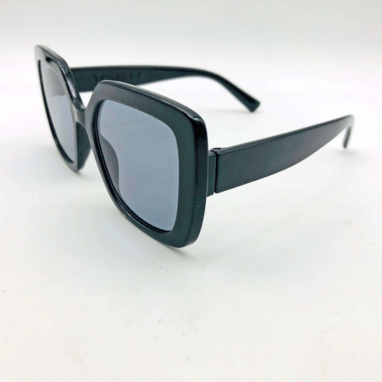 Unisex Vintage Sunglasses. Extreme Square Cut Gloss Black Acrylic Large Frames. Retro 1960S Mid Century Styling. Uv Protection Lenses