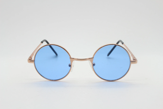 Kids 90S Round Vintage Sunglasses. Rose Gold Metal Frame With Sky Blue Lenses. Childrens. John Lennon. Bnwt