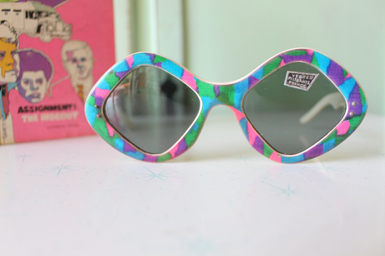 1950S 1960S Costume Obscure Sunglasses...france. Funky. Vintage. Fancy. Accessories. Blue. Pink. Twiggy. Designer. 1950S. Rare. Gogo