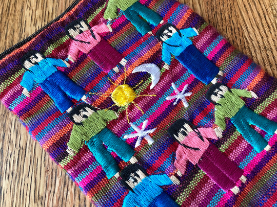 Vintage Mexican Or Guatemalan Bag, Very Small - Approx. 5.5 By 7.5 Inches Tiny Zippered Embroidered Bag Colorful Woven Ethnic Fabric
