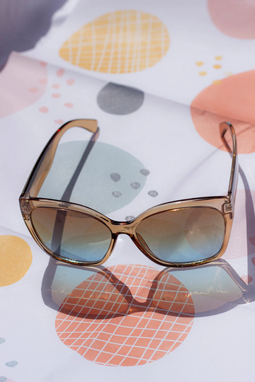 Beige Oversize Pointed Cat Eye Sunglasses