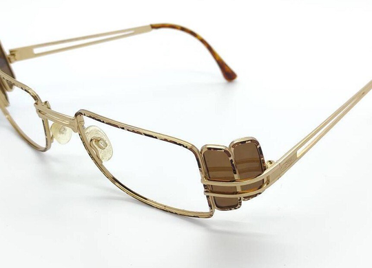 Rare Vintage Cazal Gold Plated Tortoise Side Window Pane Eyeglass Frames Mod 988 Rx Lenses
