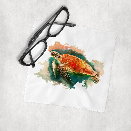 Watercolor - Sea Turtle Microfiber Lens Cleaning Cloth For Eyeglasses, Cameras, Smartphones & All Screens