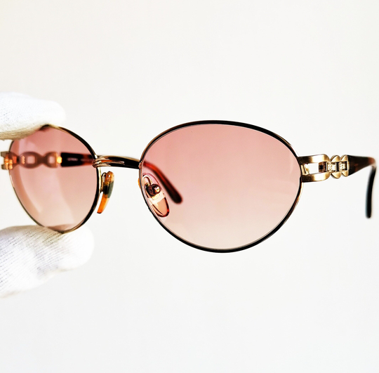 Fendi Vintage Sunglasses Rare Oval Gold Brown Vl7078 90S Steampunk Round Frame Tupac Migos 2Chainz Rihanna Kylie Jenner New Pink Lens Rapper