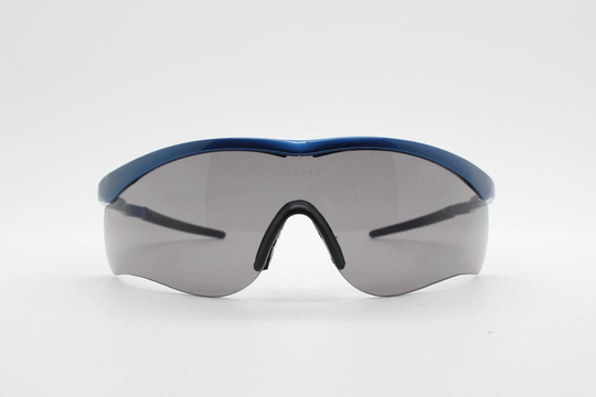 2000S Vintage Visor Sports Shield Sunglasses. Blue Brow Line Half Frame With Grey Wraparound Mono Lens. Mini Mask. Bnwt. Y2K Cycling . Nos